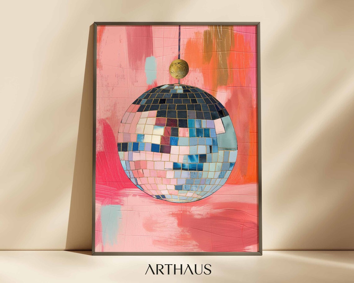 Dopamine Wall Art, Maximalist Disco Ball Print