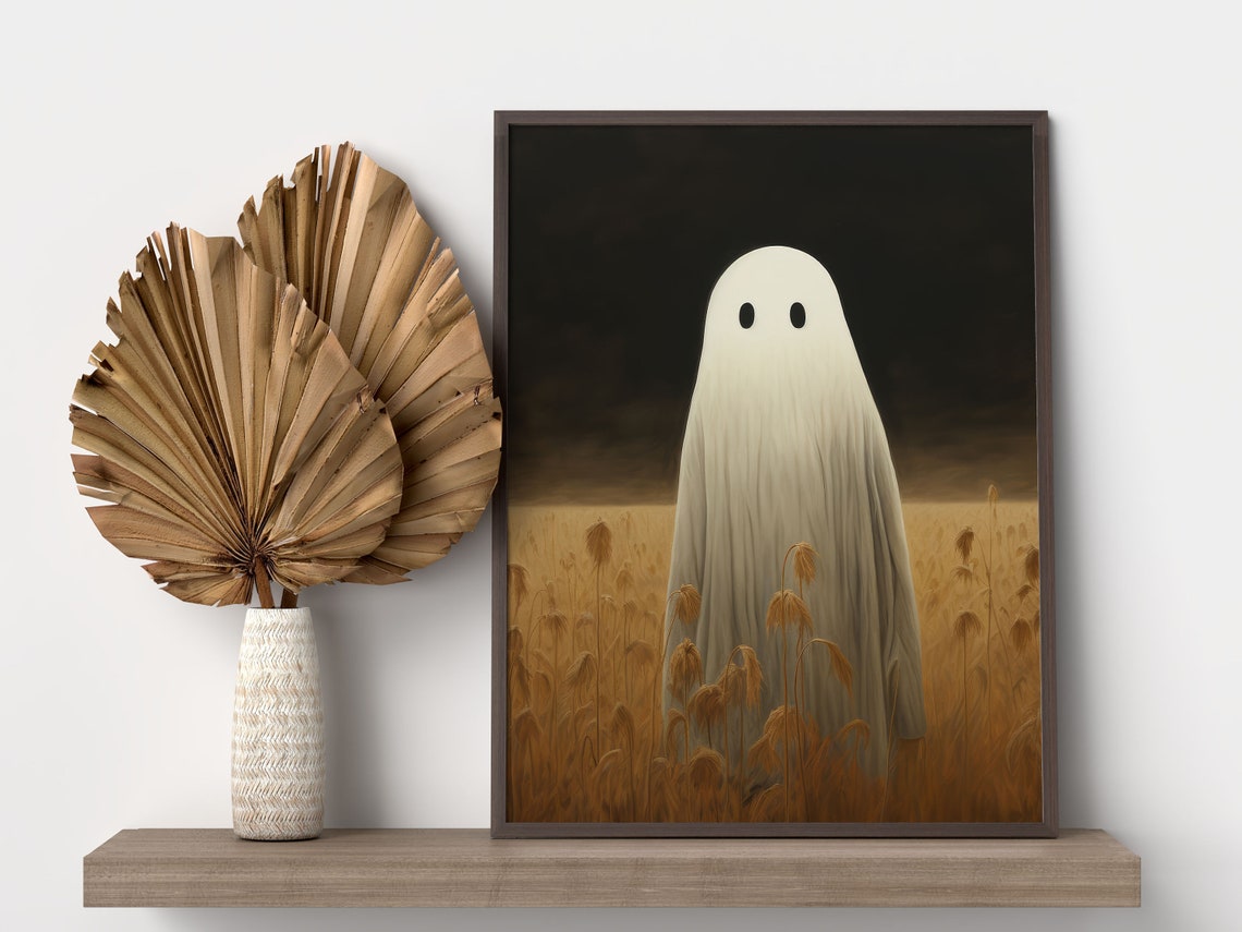Lone Ghost Standing In A Golden Wheat Field On Dark Night Poster - Image 3