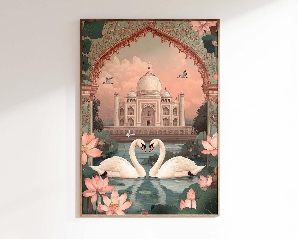 Jaipur Indian Swan Folk Art Travel Poster - Image 2