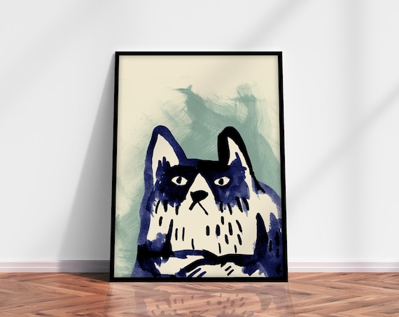 Cat Art Print, Living Room Office Decor