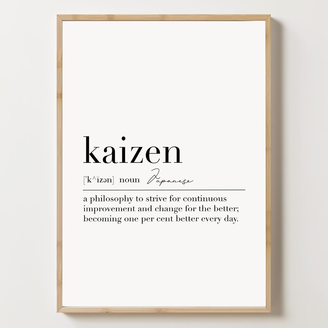 Kaizen Definition Poster, Japanese Nordic Typography Art Print