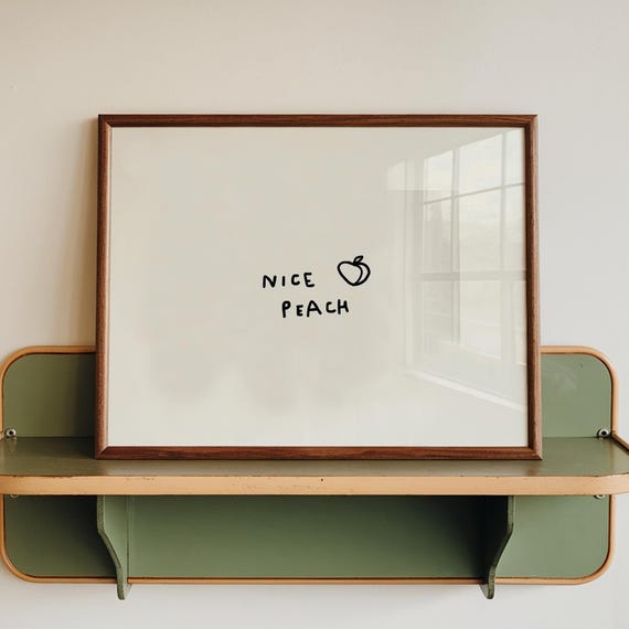 Nice Peach Wall Art Cute Bathroom Decor Funny Quote Print Horizontal Digital Download