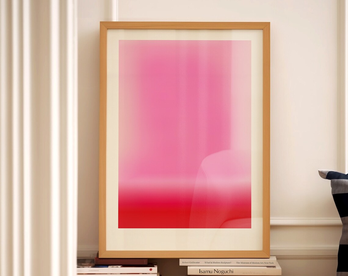 Abstract Hot Pink Gradient Art Print, Y2K Maximalist