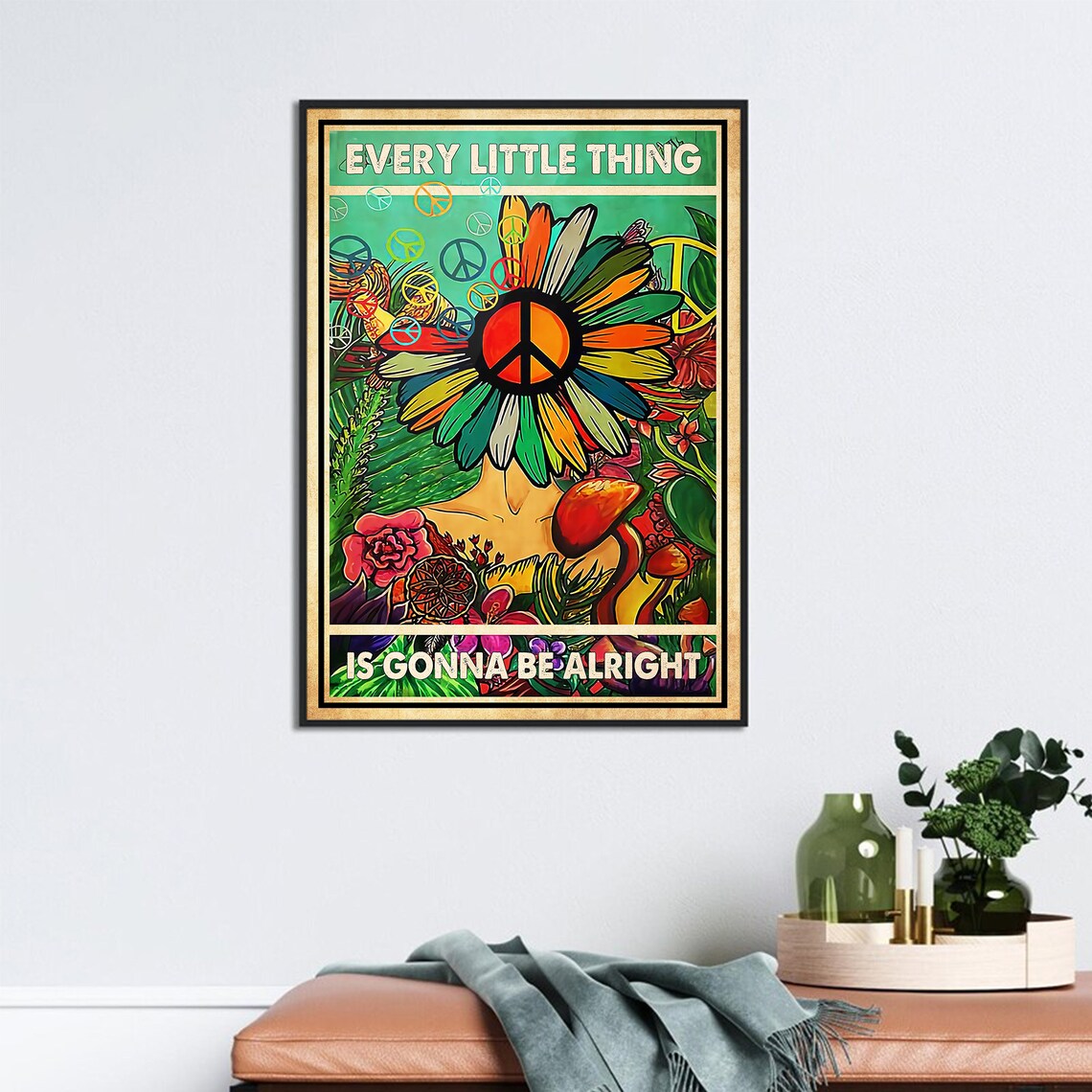 Every Little Thing Is Gonna Be Alright Hippie Flower Art Poster - Image 3