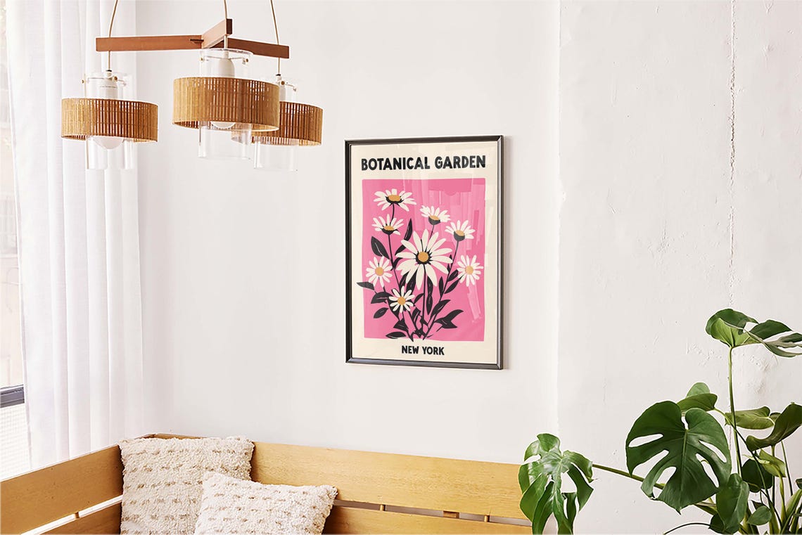 New York Botanical Garden White Daisy Flower Pink Background Poster - Image 5