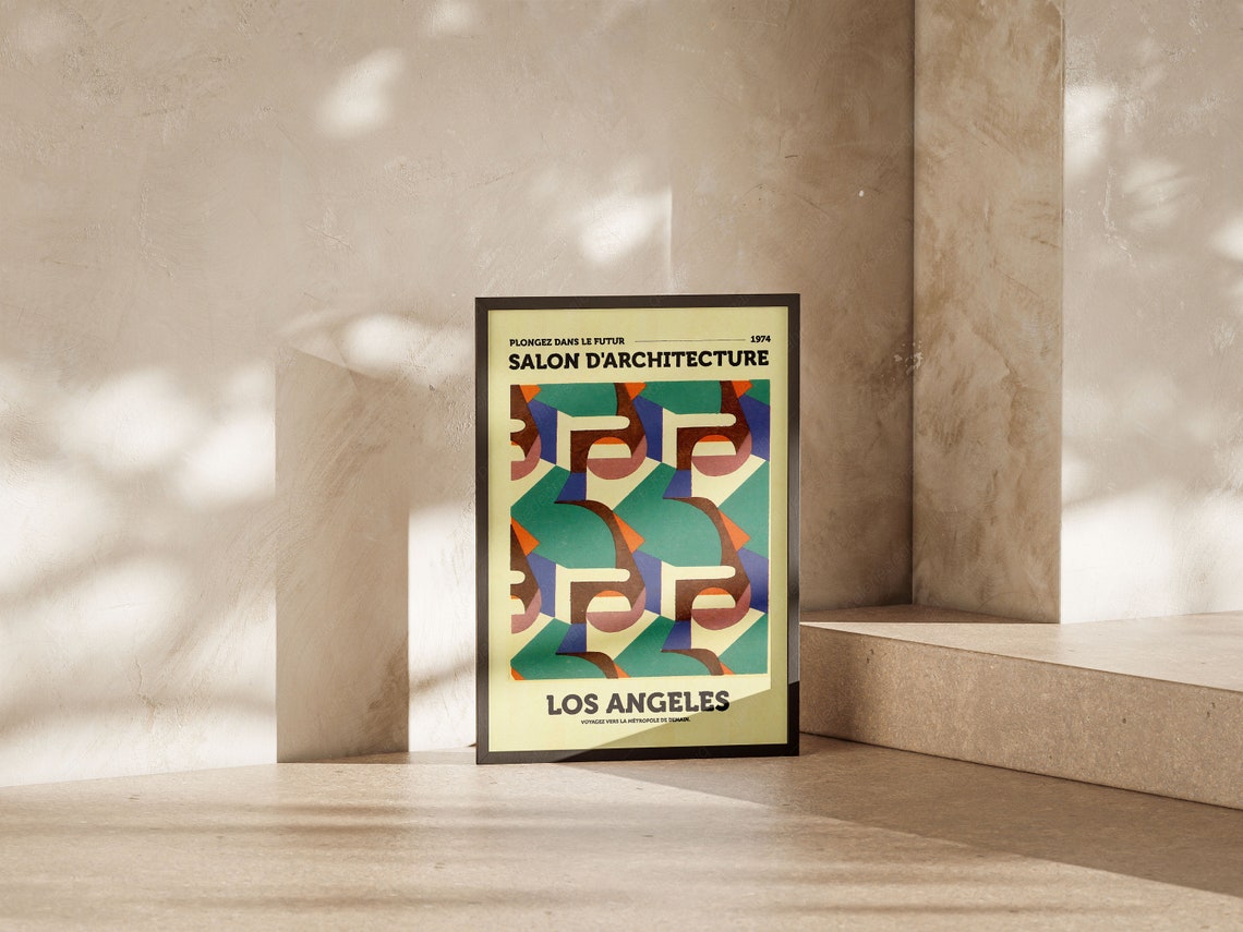 Salon Darchitecture 1974 Los Angeles Geometric Cubist Design Poster - Image 4