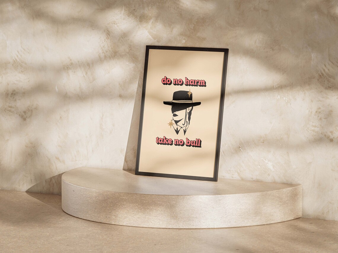 Do No Harm Take No Bull Cowgirl Hat Retro Western Typography Poster - Image 5