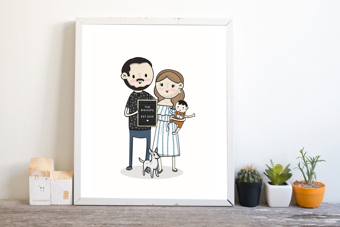 Custom Portrait Custom Portraits From Photos Couple Portraits Family Portrait Couple Portrait Gift Couple Illustration