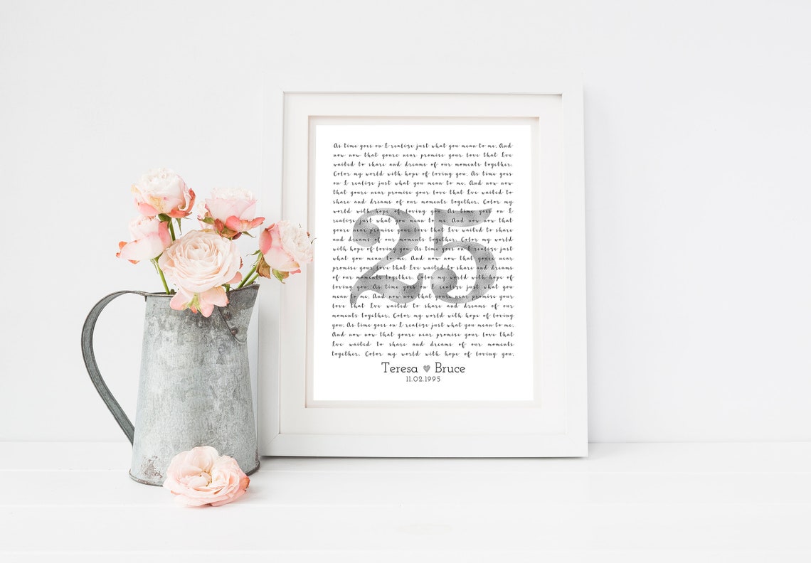 Personalized Custom Ampersand Shaped Song Lyrics Anniversary Poster - Image 4