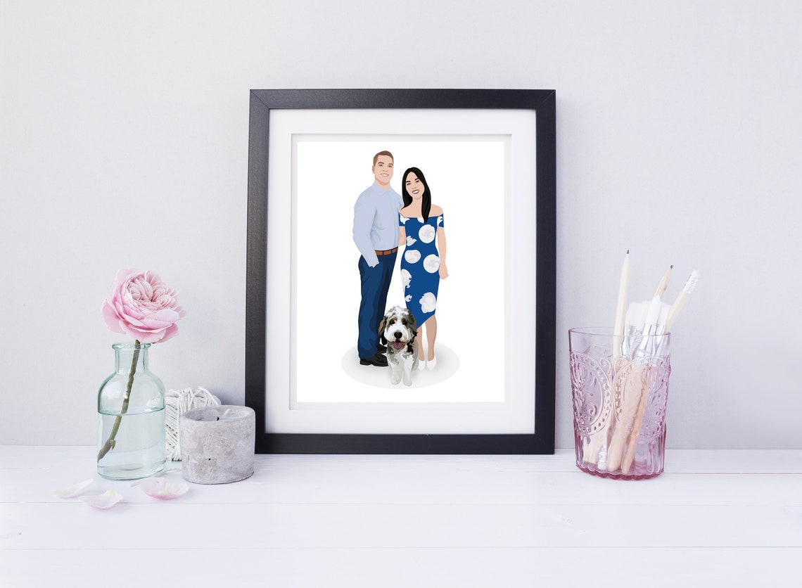 Couple in Christmas Sweaters Holding Puppy Portrait From Photo Poster - Image 5