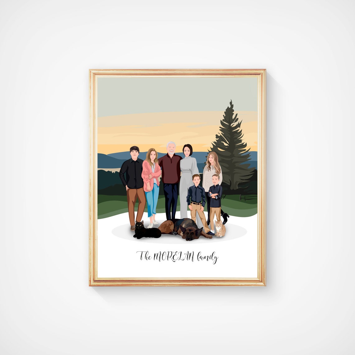 Custom Family Print Family Illustration Family Portrait From Photo Personalized Gift For Family Family Wall Decor - Image 3