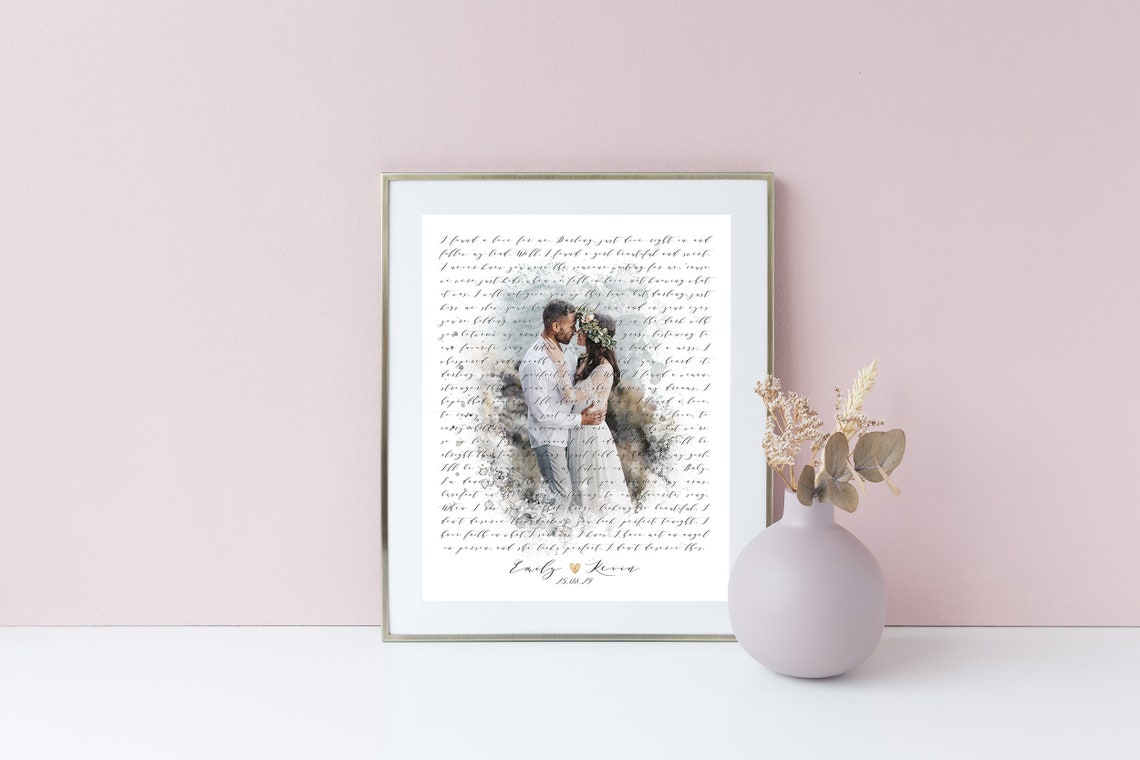 Perfect Ed Sheeran Wedding Lyrics With Couple Photo Keepsake Poster - Image 6
