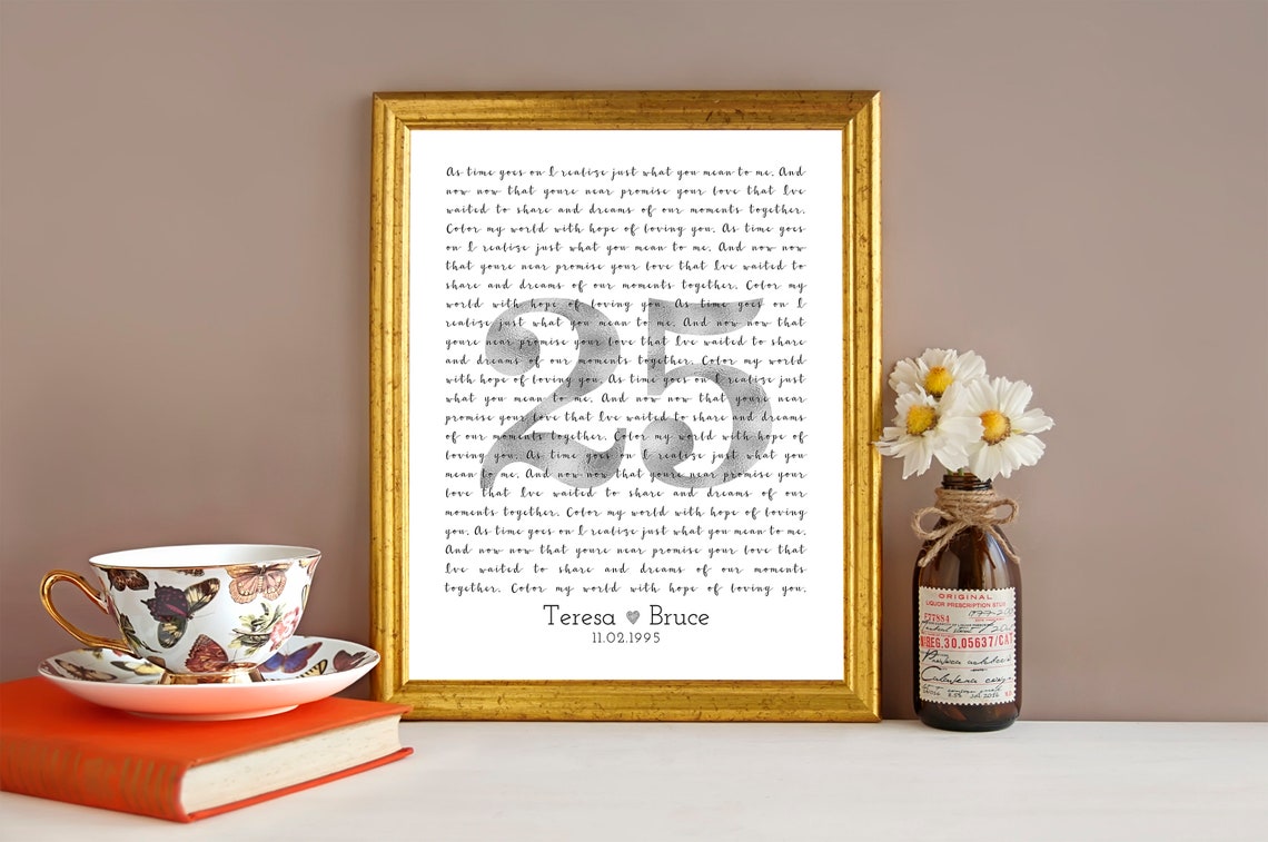 Personalized Custom Ampersand Shaped Song Lyrics Anniversary Poster - Image 3