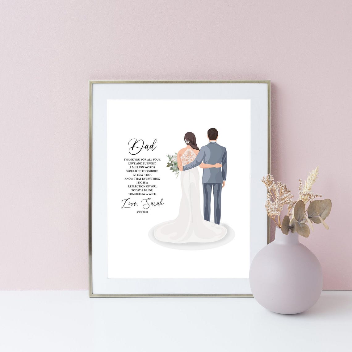 Dear Dad Father of the Bride Poem Wedding Illustration Poster - Image 5
