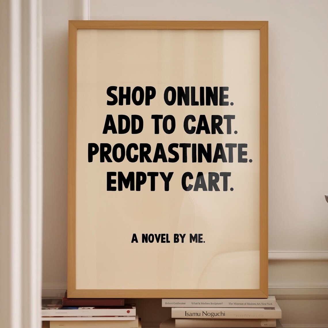 Shop Online Add To Cart Funny Quote Poster Black Text Neutral Bedroom Art