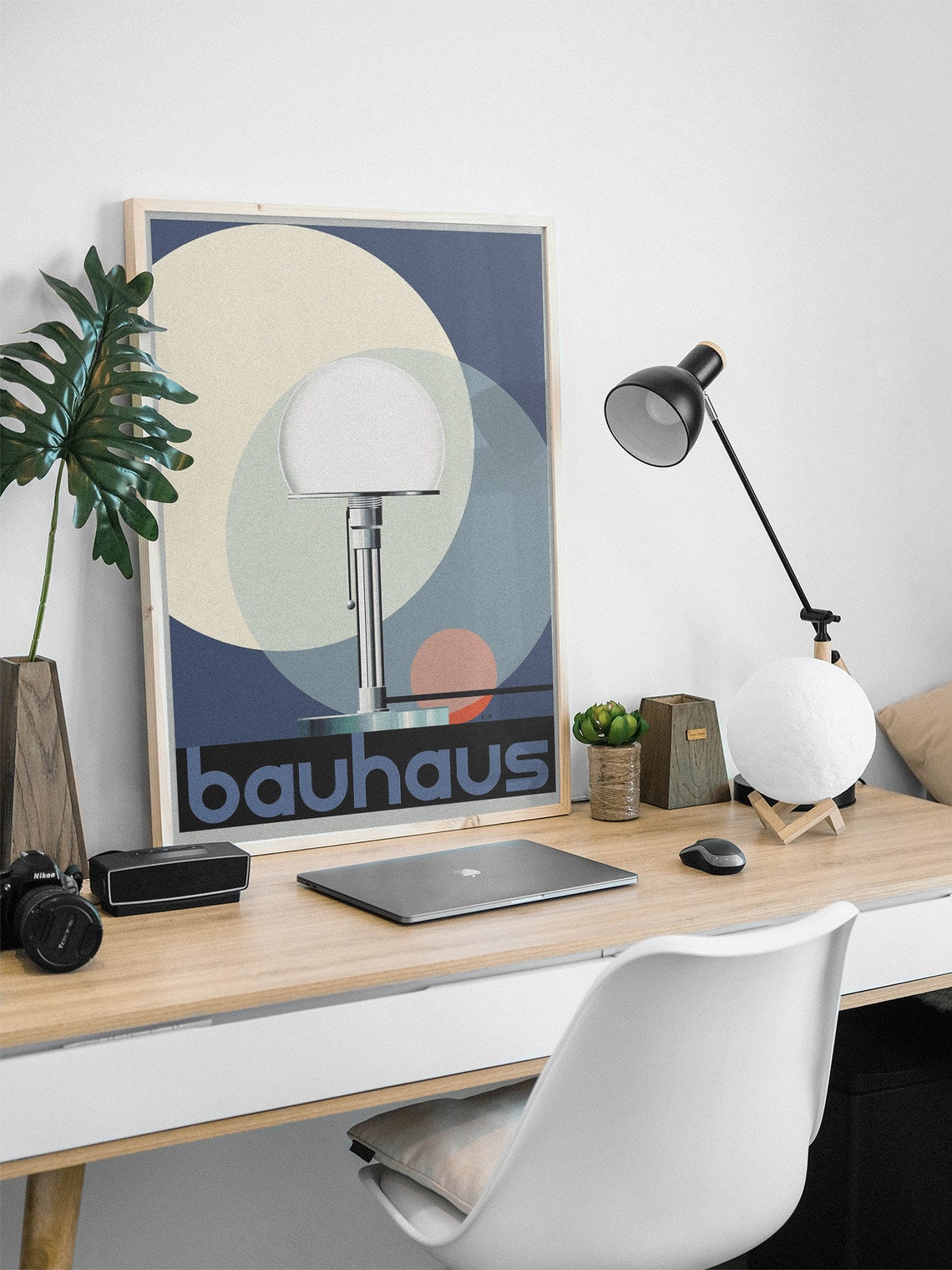 Bauhaus Table Lamp Geometric Circles Exhibition Mid Century Art Poster - Image 2