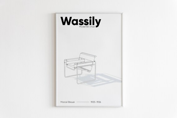 Wassily Chair Line Drawing Marcel Breuer 1925 Minimal Art Print