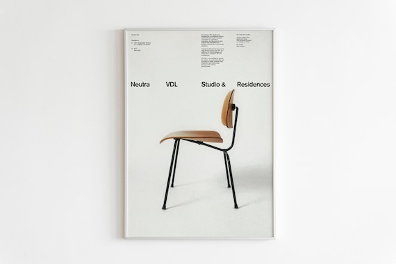 Neutra VDL Studio Residences Wooden Side Chair Minimal White Poster