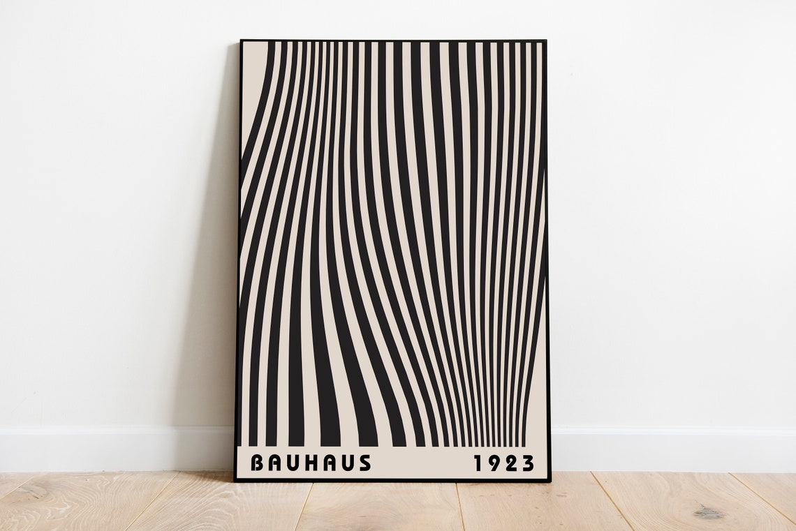 Bauhaus 1923 Vertical Lines Black White Op Art Minimal Wall Poster - Image 3