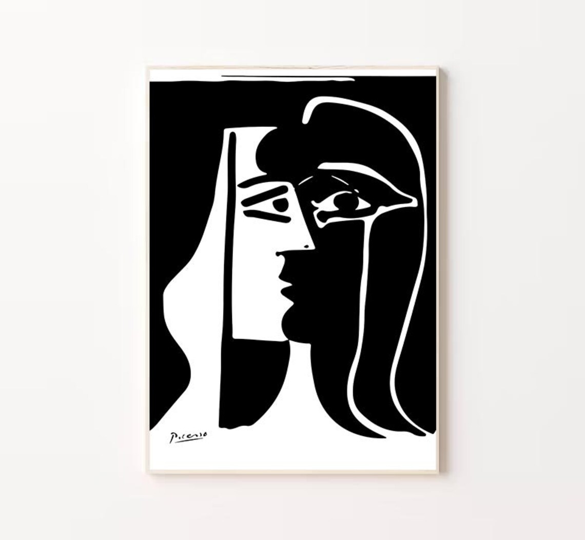 Picasso Black White Abstract Woman Portrait Modern Art Poster