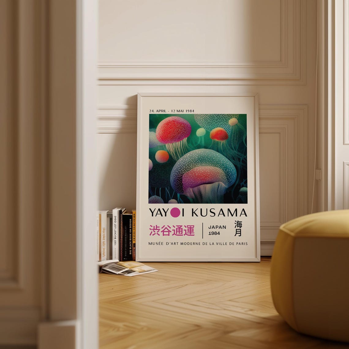 Yayoi Kusama Jellyfish 1984 Paris Exhibition Dotted Ocean Art Poster - Image 4