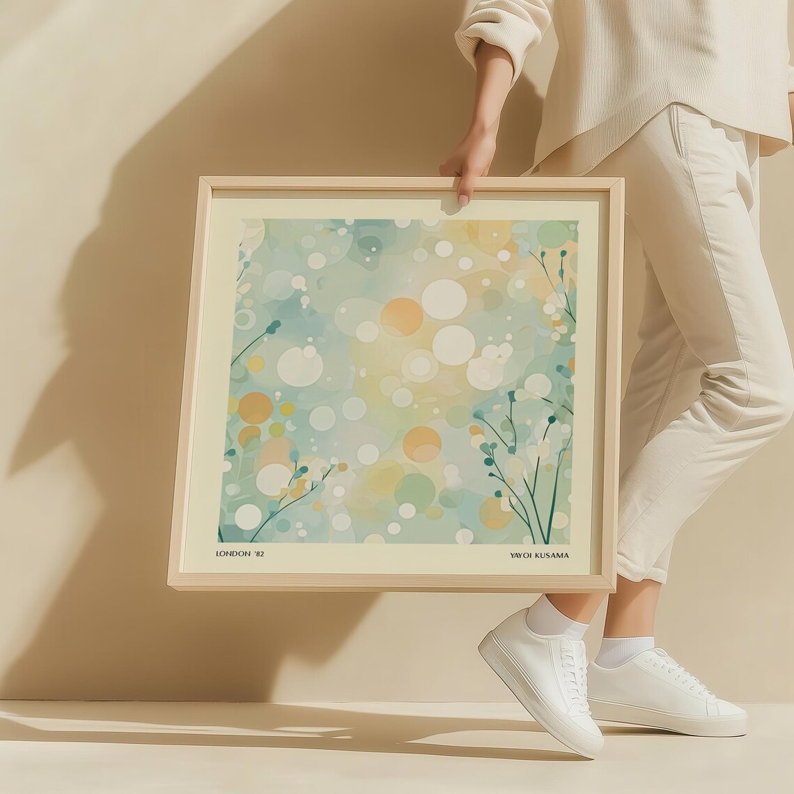 Abstract Dot Art Print, Pastel Geometric Minimalist Decor