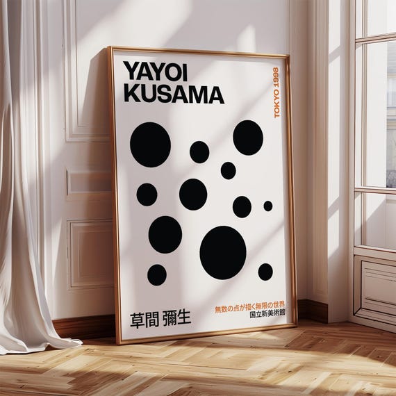 Yayoi Kusama Polka Dot Wall Art Modern Japanese Exhibition Poster For Living Room Japandi Gift For Daughter Home Decor Print