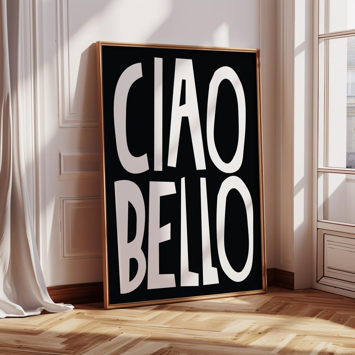 Ciao Bello Bold Typography Black And White Minimalist Style Poster