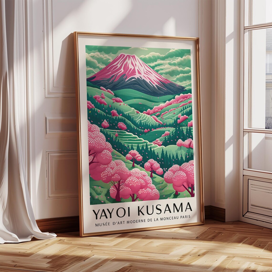 Yayoi Kusama Pink Mount Fuji Cherry Blossom Spring Landscape Poster