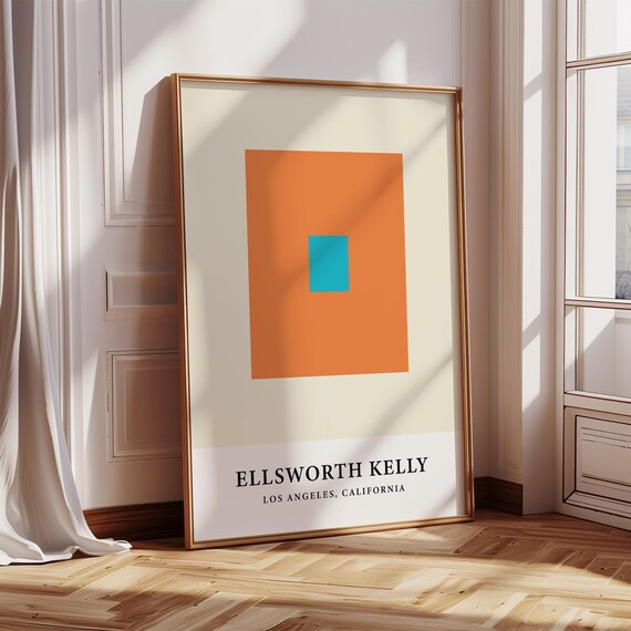 Ellsworth Kelly Orange Teal Square Minimalist Color Field Poster