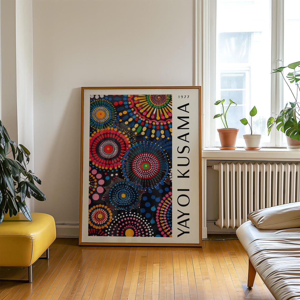 Yayoi Kusama 1977 Rainbow Dot Mandala Fireworks Abstract Poster - Image 3