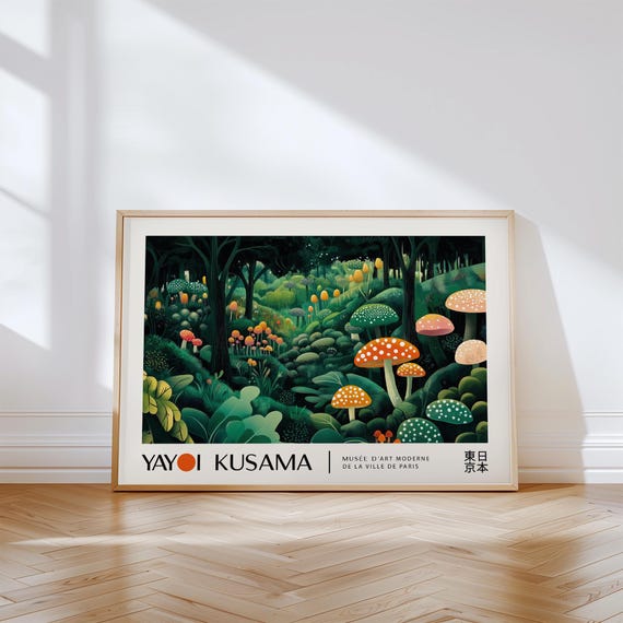 Kusama Enchanted Forest Poster For Bedroom Horizontal Wall Art For Living Room Nature Inspired Print For Home Vibrant Colourful Picture