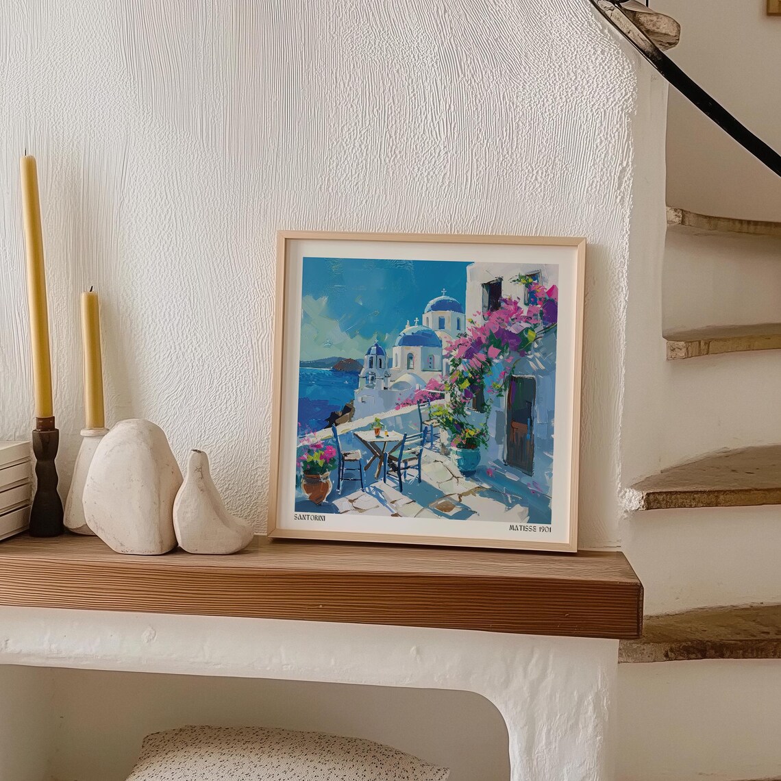 Santorini Matisse Art Print, Greek Island Coastal - Image 2