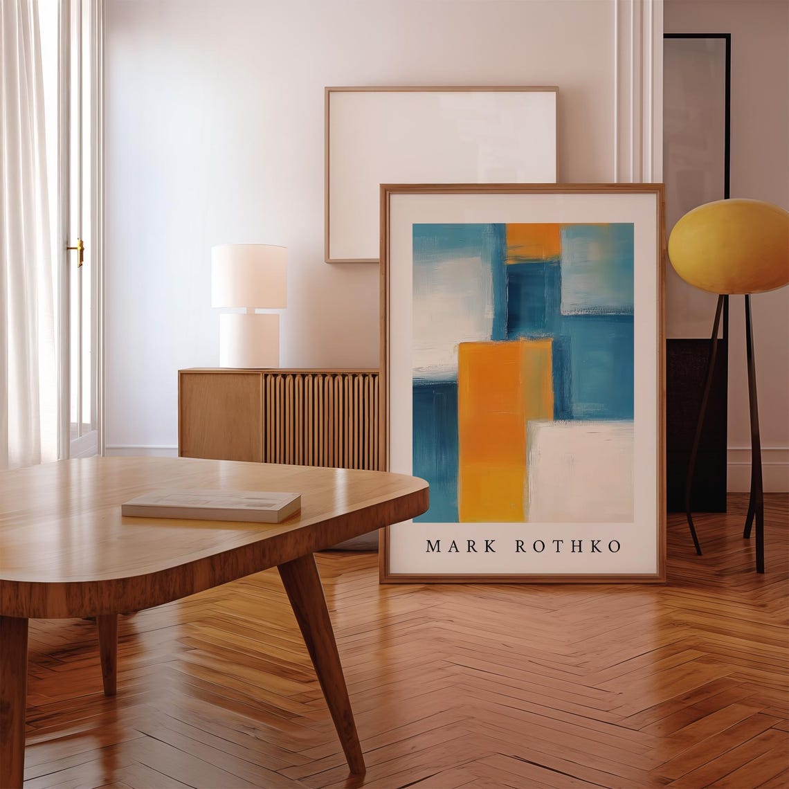 Mark Rothko Blue Orange White Modern Abstract Blocks Style Print - Image 2