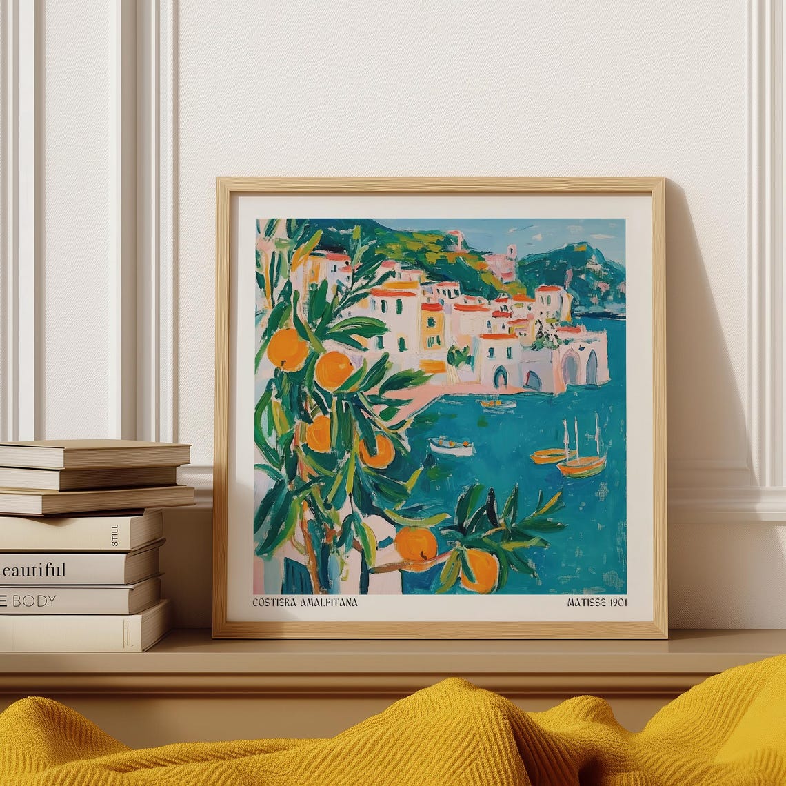 Amalfi Coast Matisse Print Italian Riviera Wall Art Mediterranean Impressionist Poster For Home Decor Restaurant Bar Dining Room Kitchen