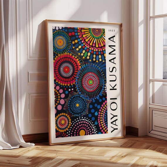 Yayoi Kusama 1977 Rainbow Dot Mandala Fireworks Abstract Poster