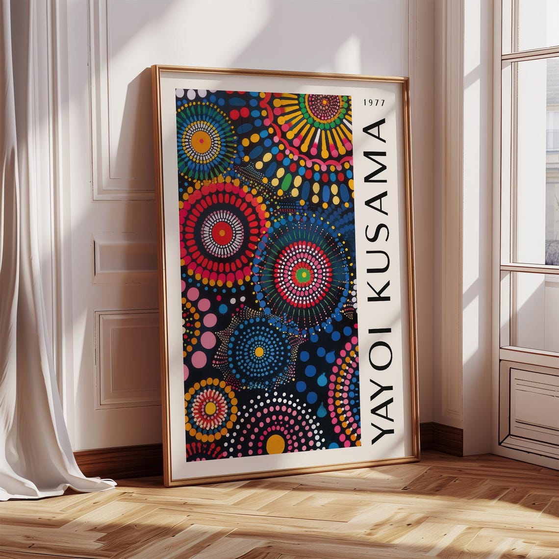 Yayoi Kusama 1977 Rainbow Dot Mandala Fireworks Abstract Poster
