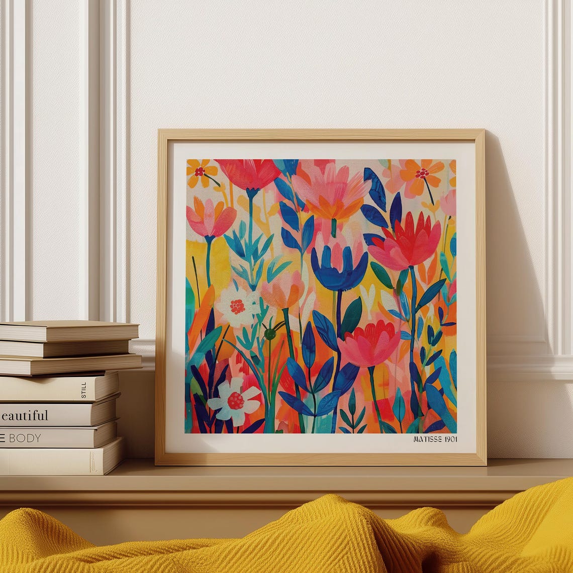 Matisse Floral Print Colourful Abstract Flower Poster Vibrant Expressionist Wall Art For Modern Home Office Decor