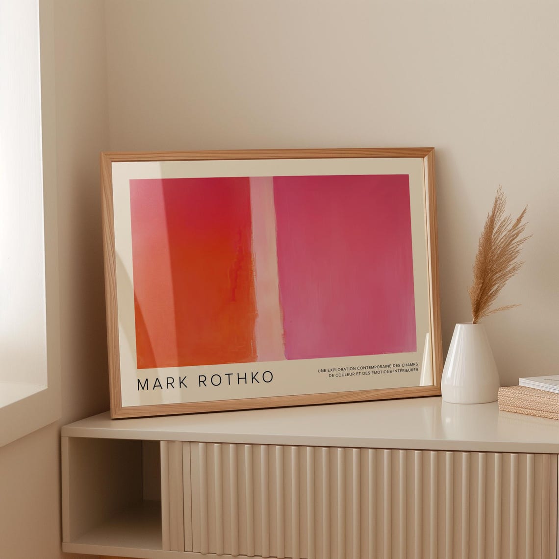 Pink And Orange Rothko Inspired Wall Art Abstract Minimalist Poster Bold Colour Block Art For Modern Interiors - Image 3