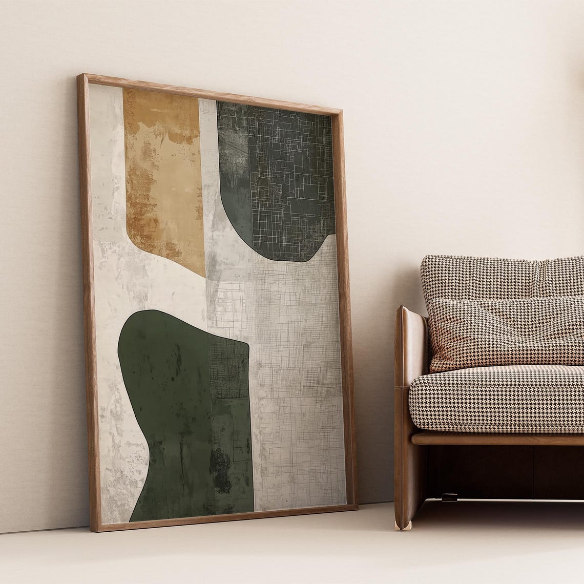 Wabi Sabi Beige Olive Abstract Textured Japandi Style Art Poster