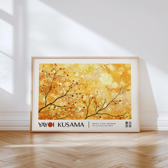 Yayoi Kusama Golden Autumn Branch Dot Art Paris Exhibition Style Poster