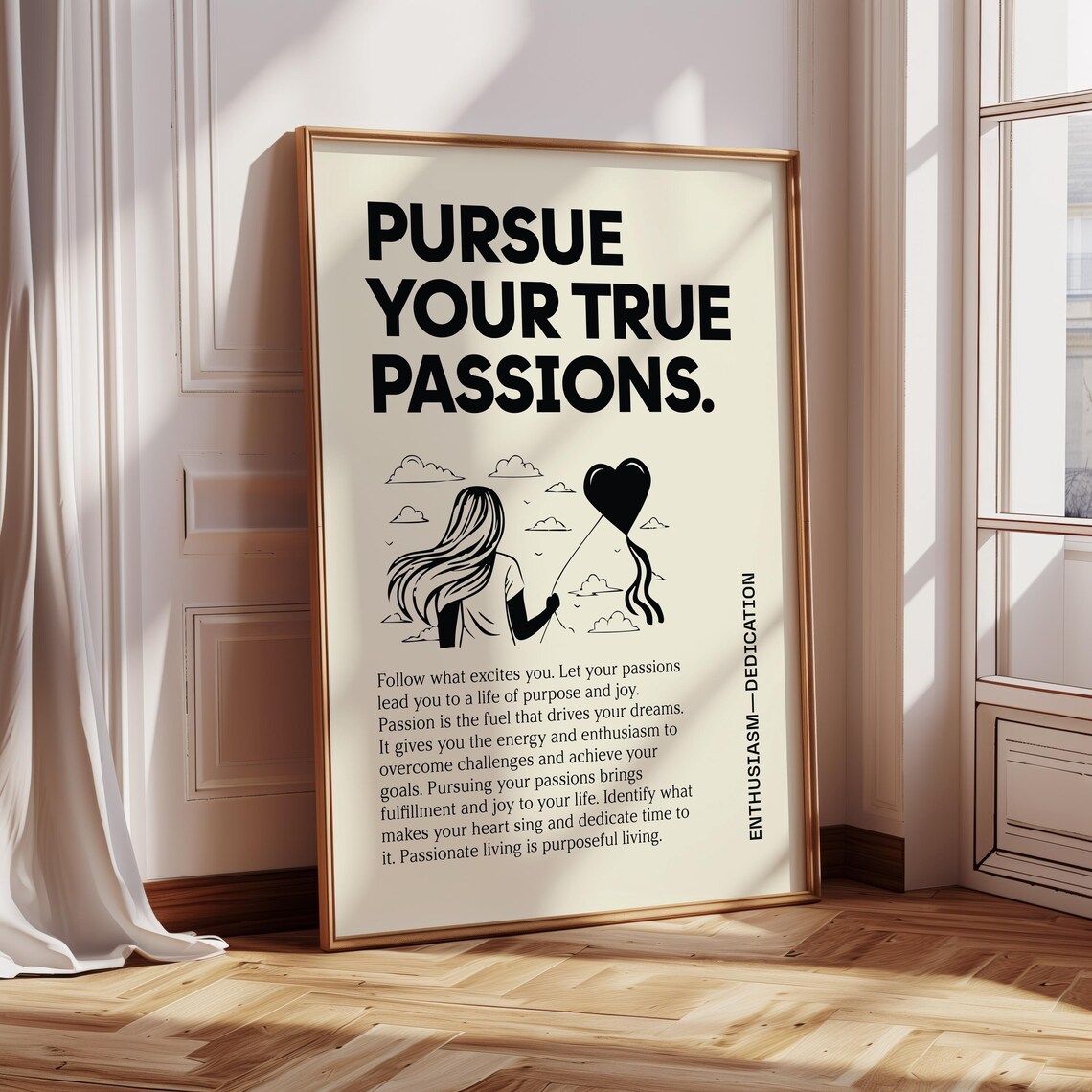 Pursue Your True Passions Motivational Heart Balloon Quote Poster