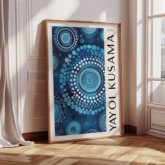 Yayoi Kusama 1977 Blue Dot Mandala Circles Exhibition Poster