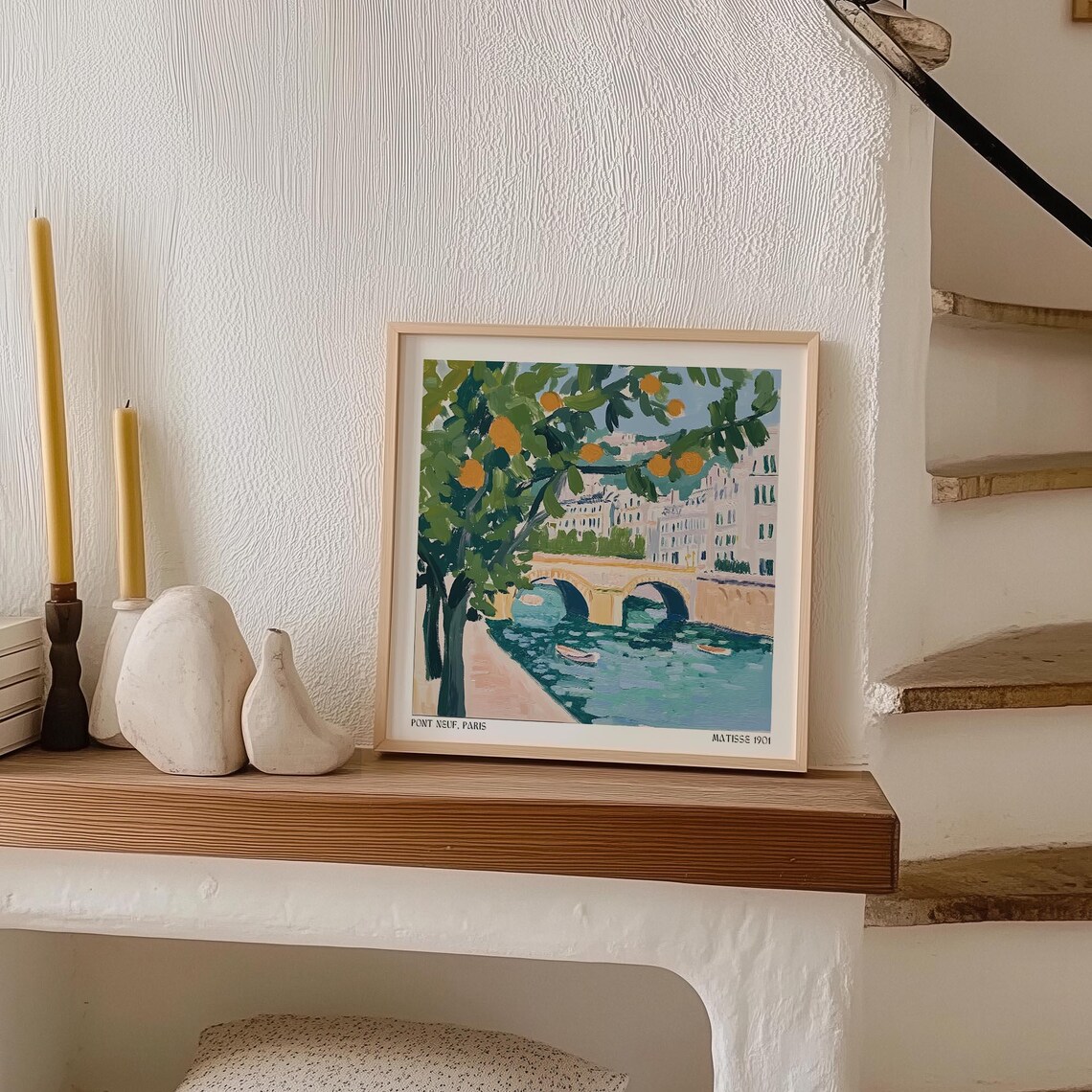 Paris Pont Neuf Bridge Seine River With Orange Tree Fauvist Poster - Image 2