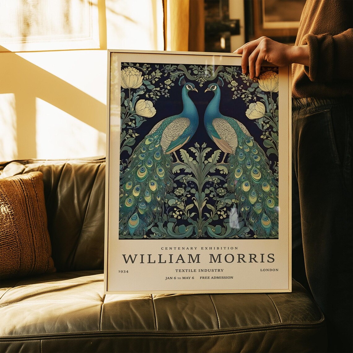 Vintage Peacock Art Print, William Morris Inspired
