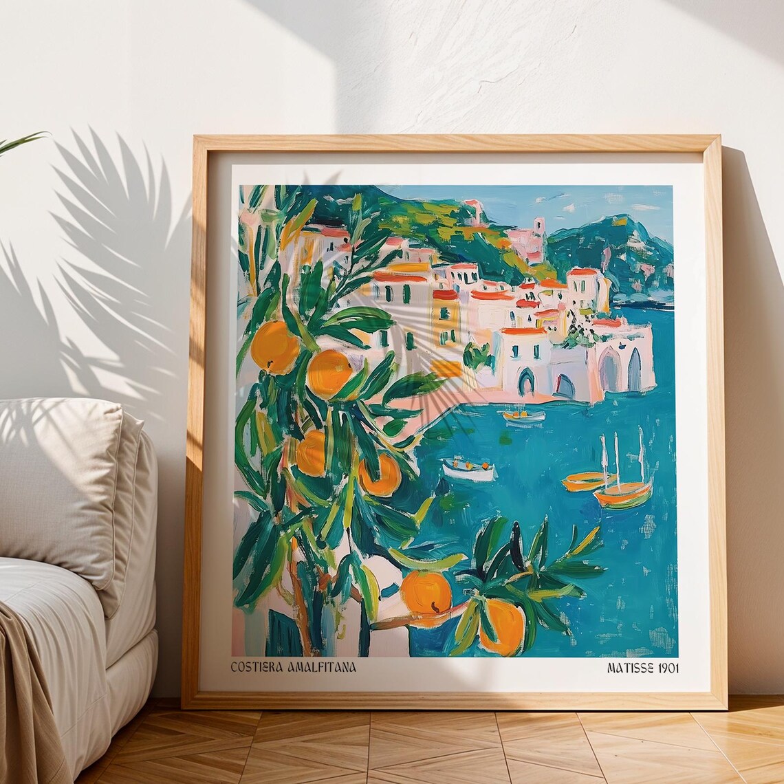Amalfi Coast Orange Trees Seaside Village Matisse Style Poster - Image 3