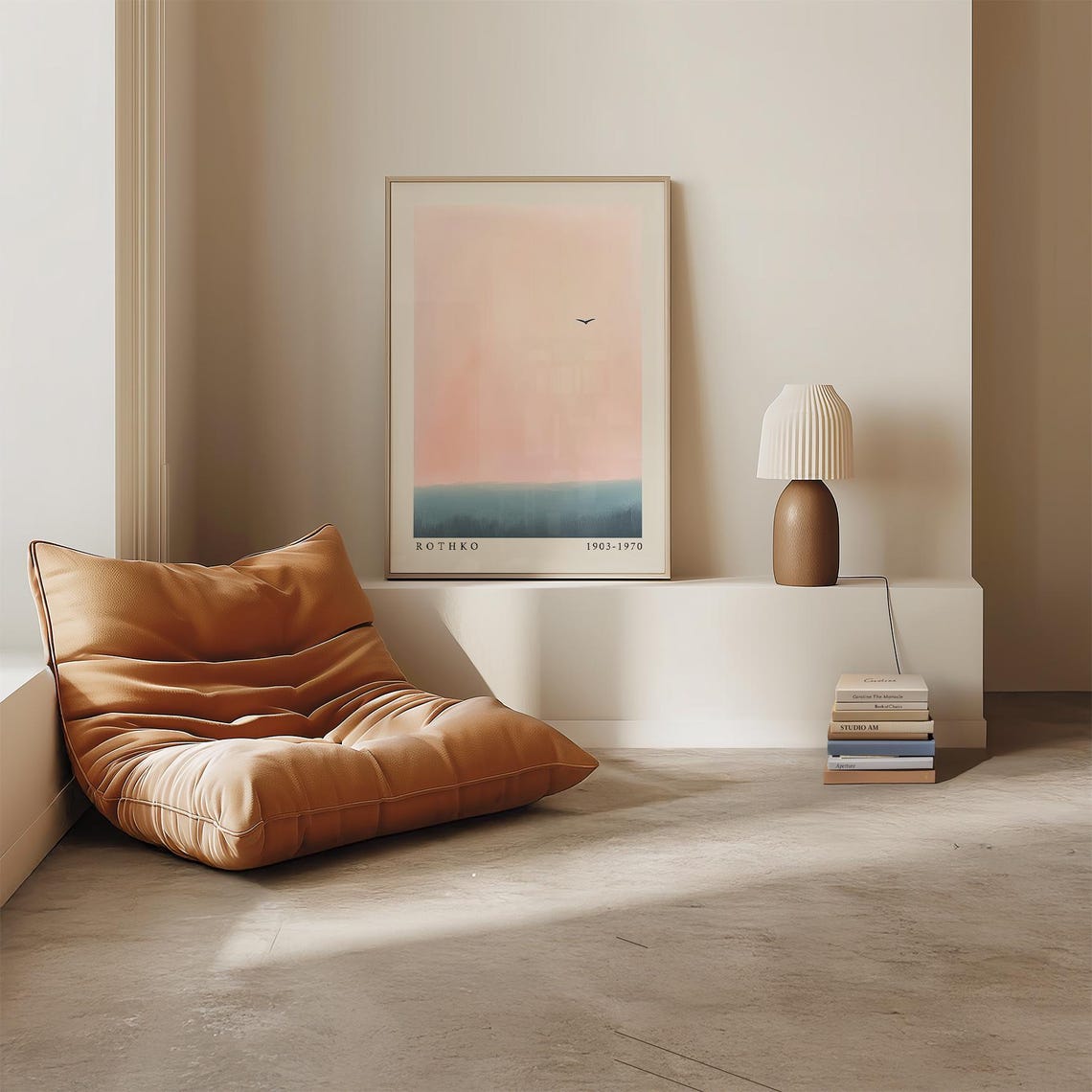 Pink And Blue Wall Art Rothko Inspired Horizon Print With Bird Silhouette Minimalist Sky And Ocean Poster For Serene Interiors - Image 2