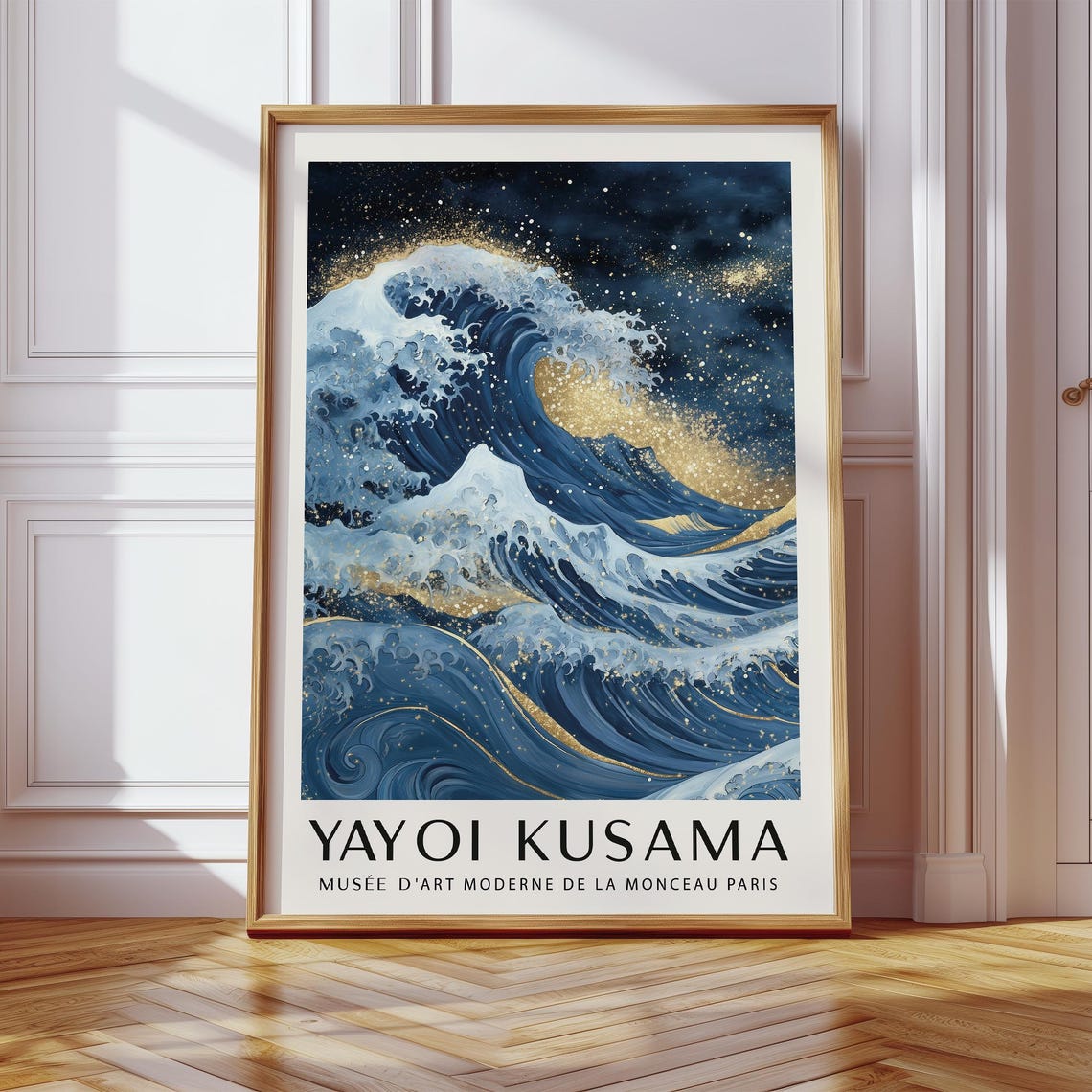 Yayoi Kusama Great Wave Blue Gold Ocean Exhibition Art Poster