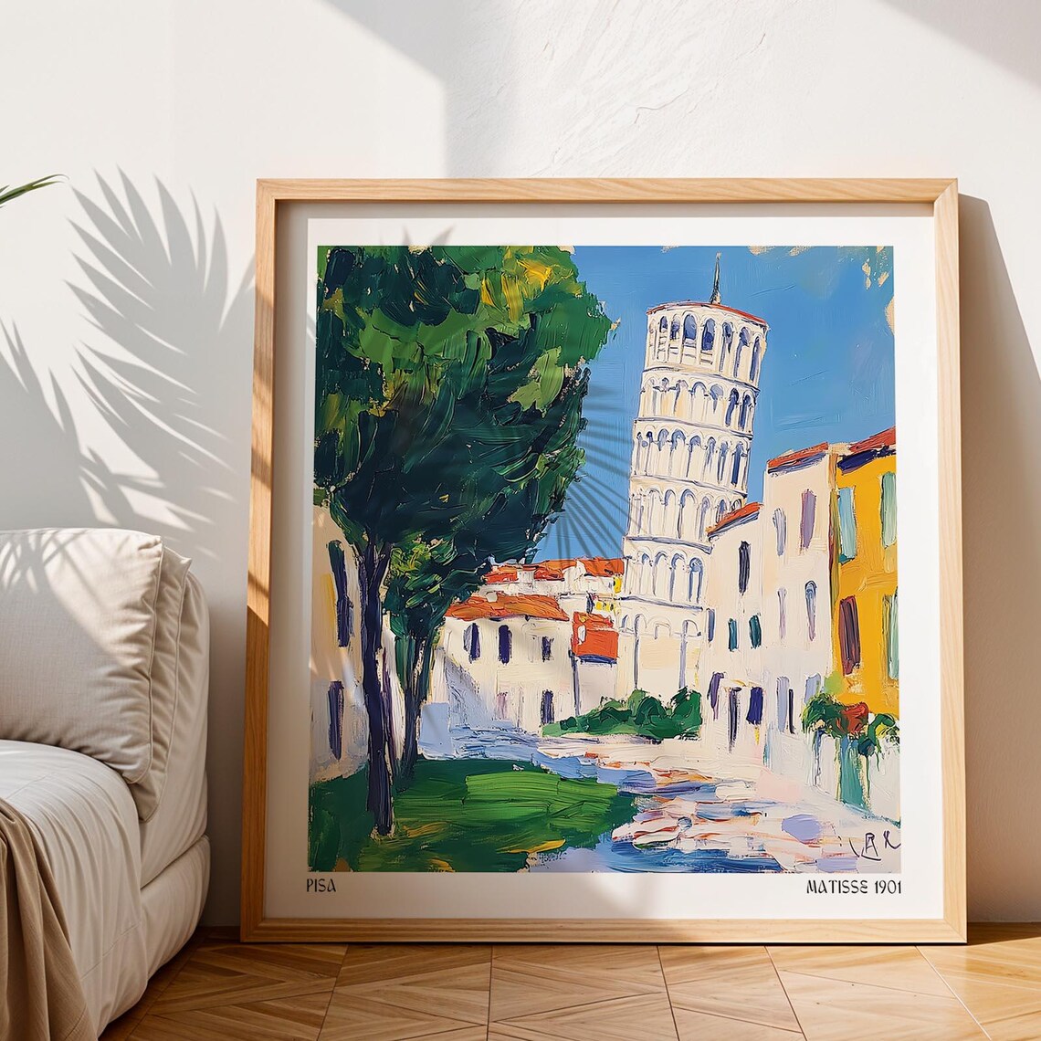 Pisa Italy Leaning Tower Painterly Landmark City View Poster - Image 3