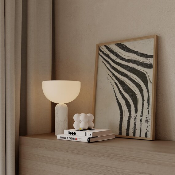 Bold Black White Textured Zebra Wave Stripes Modern Art Poster